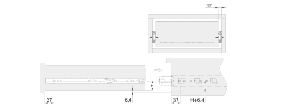 4501S Three-Section Cushioned Ball Bearing Slide