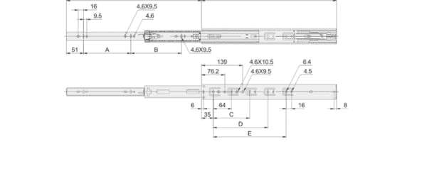 4501S Three-Section Cushioned Ball Bearing Slide