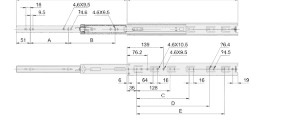 4501 3-Section Ball Bearing Slide