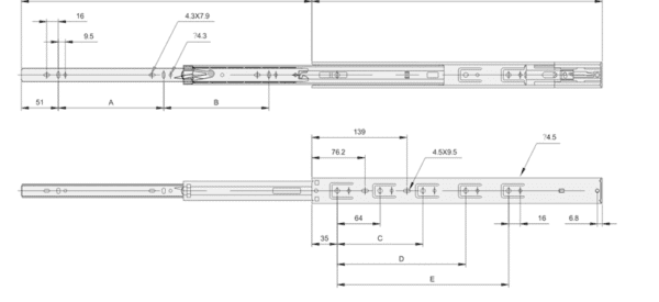 3503S 3-Section Cushioned Ball Bearing Slides